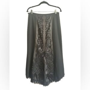 BN Black High-Low Skirt Back Detail Soutache Embroidery Ruffle Mesh Hem - Sz 6